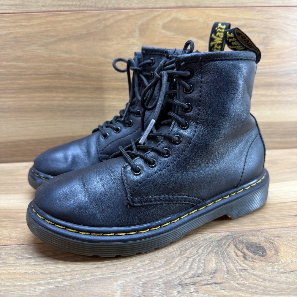 Dr Martens Kids Boots Size 1 Black Leather Zip‎ Combat 1460T Punk Grunge Y2k - Picture 3 of 11